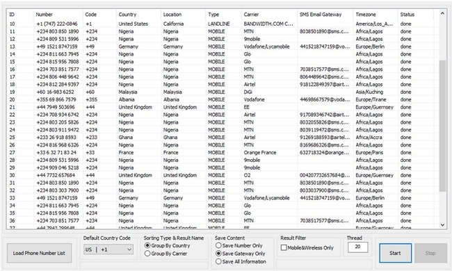 Phone Number Sorter